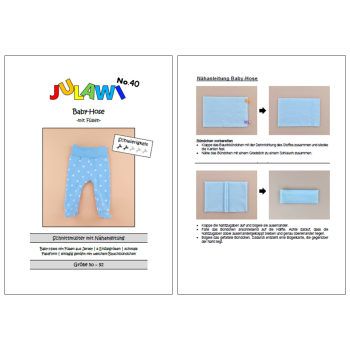 Preview: JULAWI Baby-Hose mit Füßen eBook Schnittmuster Größe 50 - 92